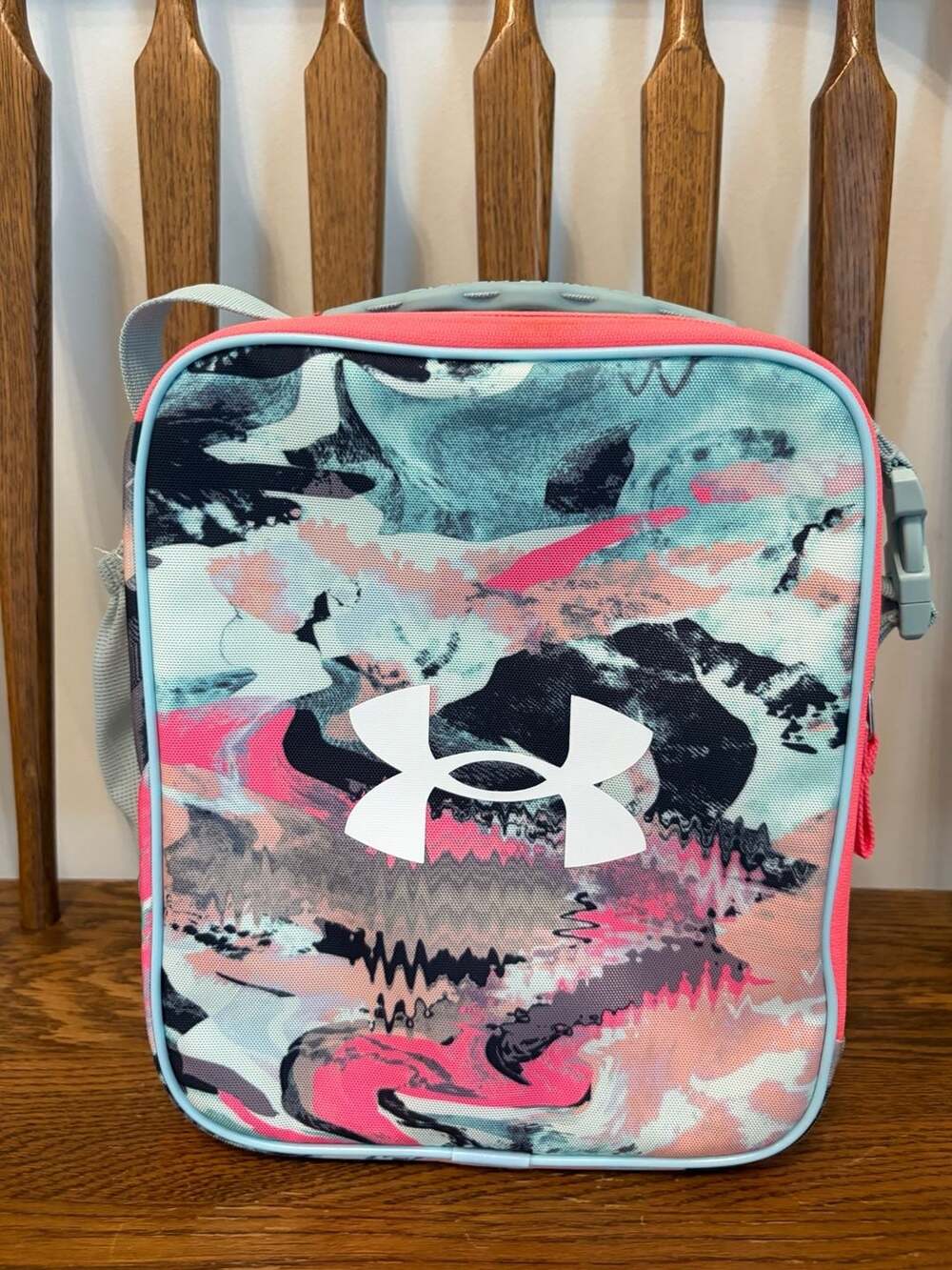 Under Armour Scrimmage Lunch Box Blurred Edges Pink Blue Geometric Cooler
